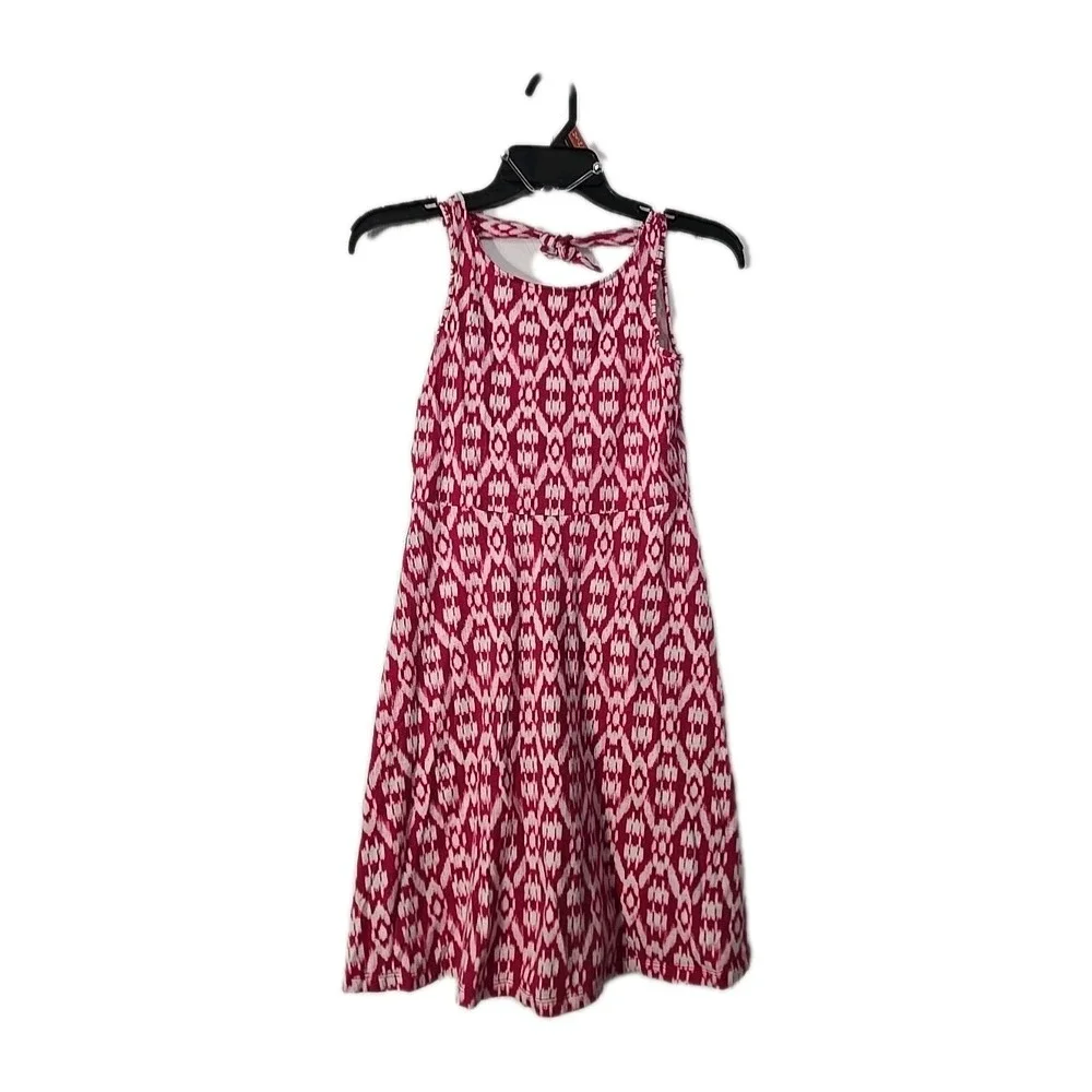 OLD NAVY Sleeveless Aline Dress Girls 14 XL Pink White Geometric Scoop‎ Neck